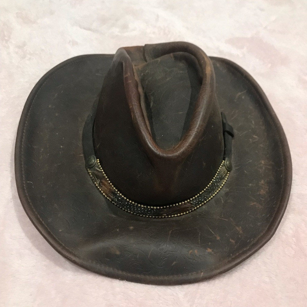BROWN LEATHER/SUEDE ONE OF A KIND COWBOY HAT HANDMADE IN MEXICO